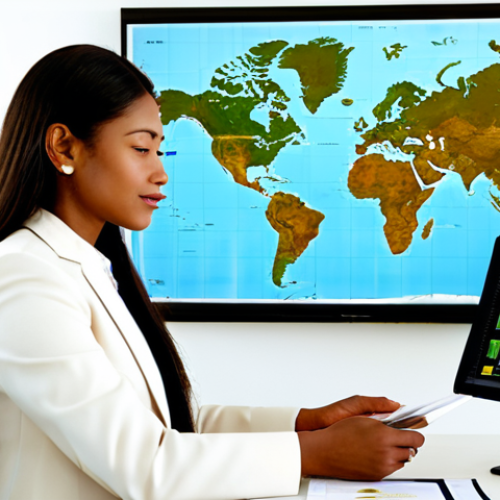 Home 12 A professional female entrepreneur in a modest business suit, fully clothed, reviewing market research documents and certification standards for natural cosmetics export. She is seated at a clean, modern desk in a well-lit office, with a digital display showing a global market map and various international certification logos like COSMOS and Ecocert in the background. The scene emphasizes strategic planning and regulatory compliance. Perfect anatomy, correct proportions, natural body proportions, well-formed hands, natural pose, professional dress, appropriate attire, safe for work, appropriate content, family-friendly, high-quality, ultra-detailed, studio lighting.