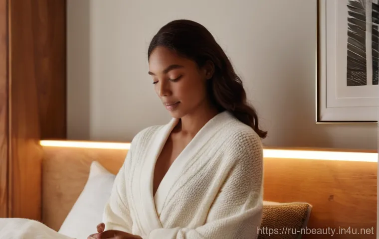 천연화장품 바디로션 성분 분석 - **Winter Nourishment Ritual:** A woman in her late 20s to early 30s is in a warm, dimly lit bedroom,...