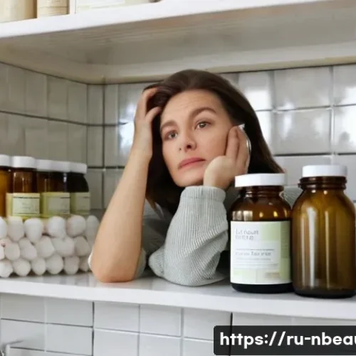 Home 23 천연화장품 사용 후기 - A beautiful Russian woman in her late 20s to early 30s, with a frustrated yet hopeful expression, si...