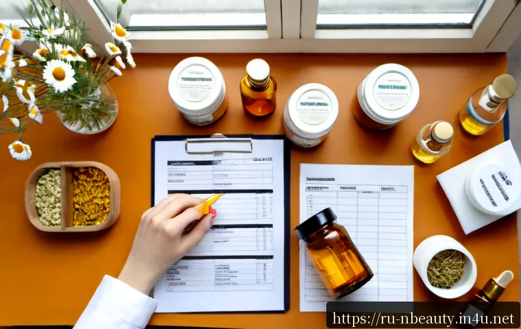 천연화장품 화장품 법률 가이드 - Photorealistic overhead view of a Russian natural cosmetics entrepreneur reviewing compliance paperw...